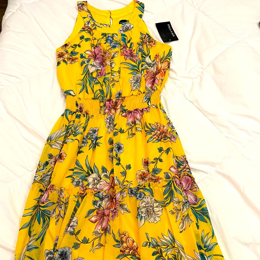 Stella & Julie long floral yellow dress